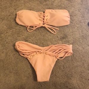 Pink bandeau bikini